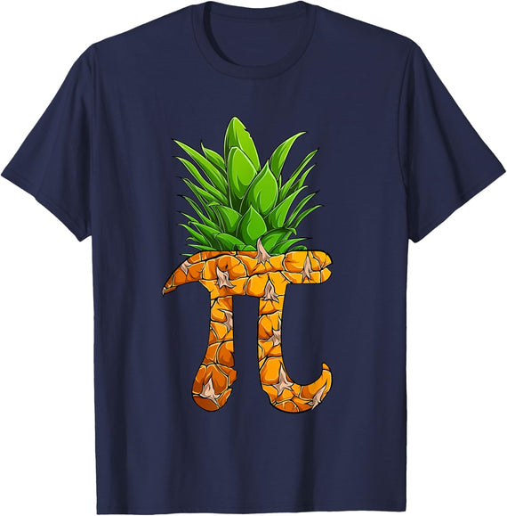 Math Teacher Hawaiian Shirts, Pineapple Apparel Funny Pi Day Men Women Girls Kids T-Shirt - Navy Blue