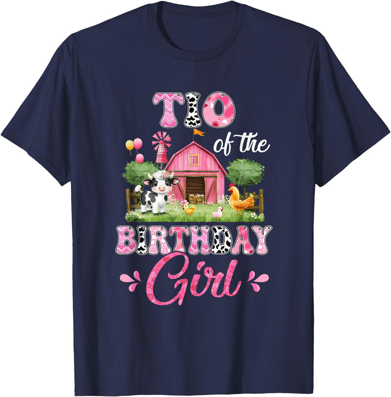 Cow First Birthday Girl Family Tio Of The Birthday Girl 1st Birthday Cow Farm Family T-Shirt - Navy Blue