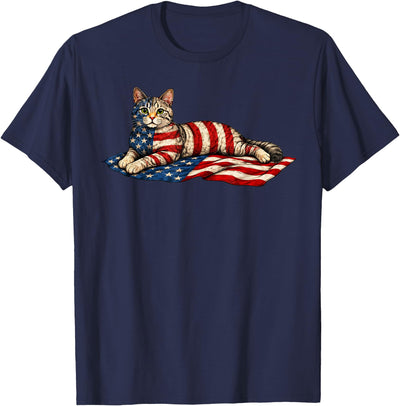 American Flag Cat 4th Of July Apparel American Flag Cat 4th of July T-Shirt