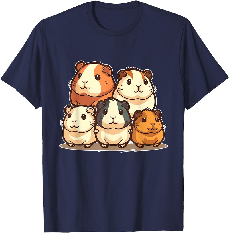Best & Fun Guinea PIg Designs Cute, Kawaii Guinea Pig Family T-Shirt - Navy Blue