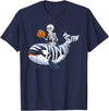 Orca Skeleton Halloween Whale Apparel Co. Skeleton Riding Mummy Orca Halloween Candy Whale T-Shirt - Navy Blue