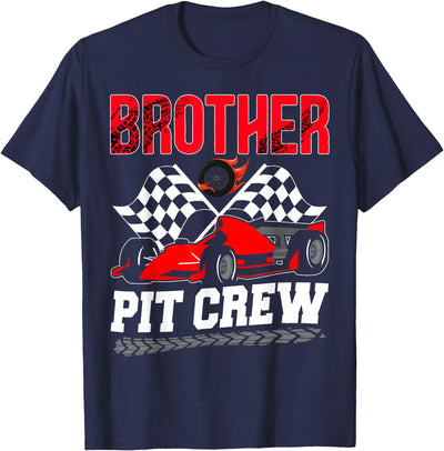 Pit Crew Birthday Boy Funny Party Family Brother Pit Crew Racing Family Race Car Birthday Boy T-Shirt