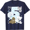 Arctic Animals Birthday Party Family Matching Bday Arctic Animals 5th Birthday Polar Bear Walrus Fox Sea Theme T-Shirt - Navy Blue