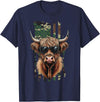 Highland Cow by AKH Highland Cow Camo American Flag, Patriotic Highland Cow T-Shirt - Navy Blue