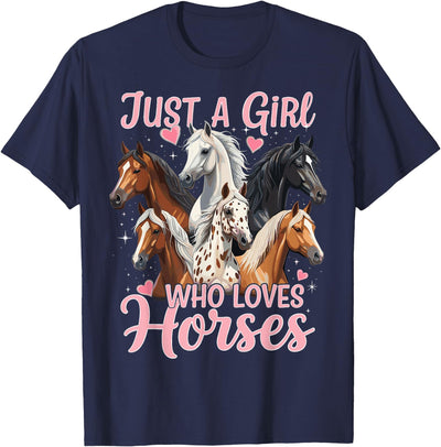 Cute Riding Horse Cute Horse Just A Girl Who Loves Horses T-Shirt