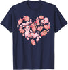Pig Heart Lover Gift Co. Pig For Women Girls Kids Heart Shape Poses Cute Pig T-Shirt - Navy Blue