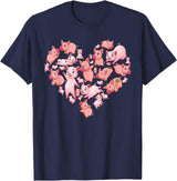 Pig Heart Lover Gift Co. Pig For Women Girls Kids Heart Shape Poses Cute Pig T-Shirt - Navy Blue