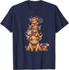 Funny 4th Of July Highland Cow Apparel Cute Highland Cow 4th of July Patriotic American Flag T-Shirt - Navy Blue