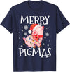 Christmas Funny Gifts Merry Pigmas Funny Pig Christmas Lights Tree Xmas Funny T-Shirt - Navy Blue