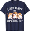 I Just Really Like Hamsters Hammy Girls Women Hamster T-Shirt - Navy Blue
