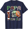 One Year Old Football Birthday Boy Matching Papa of The 1 Year Old Football Lover 1st Birthday Boy T-Shirt - Navy Blue