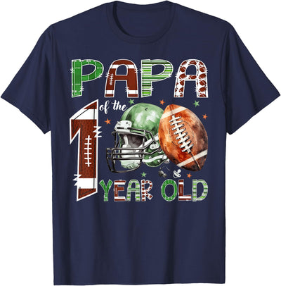 One Year Old Football Birthday Boy Matching Papa of The 1 Year Old Football Lover 1st Birthday Boy T-Shirt