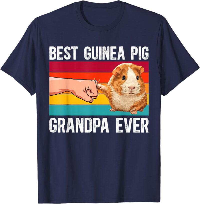 Best Guinea Pig Grandpa Guinea Pig Grandfather Best Guinea Pig Grandpa Guinea Pig Owner Guinea Pig Lover T-Shirt - Navy Blue