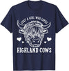 Highland Cow Just a Girl Who Loves Highland Cows T-Shirt - Navy Blue
