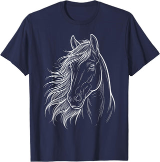 Elegant Horse Silhouette tee for Horse Lovers Cute & Elegant Horse Silhouette Art for Horse Lovers T-Shirt - Navy Blue