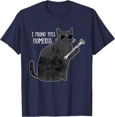 Funny Skeleton Halloween shirts for Men Women Kids I Found This Humerus Funny Black Cat Halloween Anatomy Pun T-Shirt