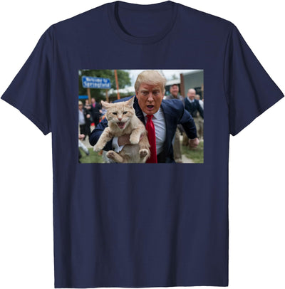 Threadrock Trump Saving A Cat Funny Political Humour Photo T-Shirt