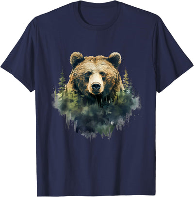 Bear Forest Animal Art Portrait Forest Artwork Wildlife T-Shirt