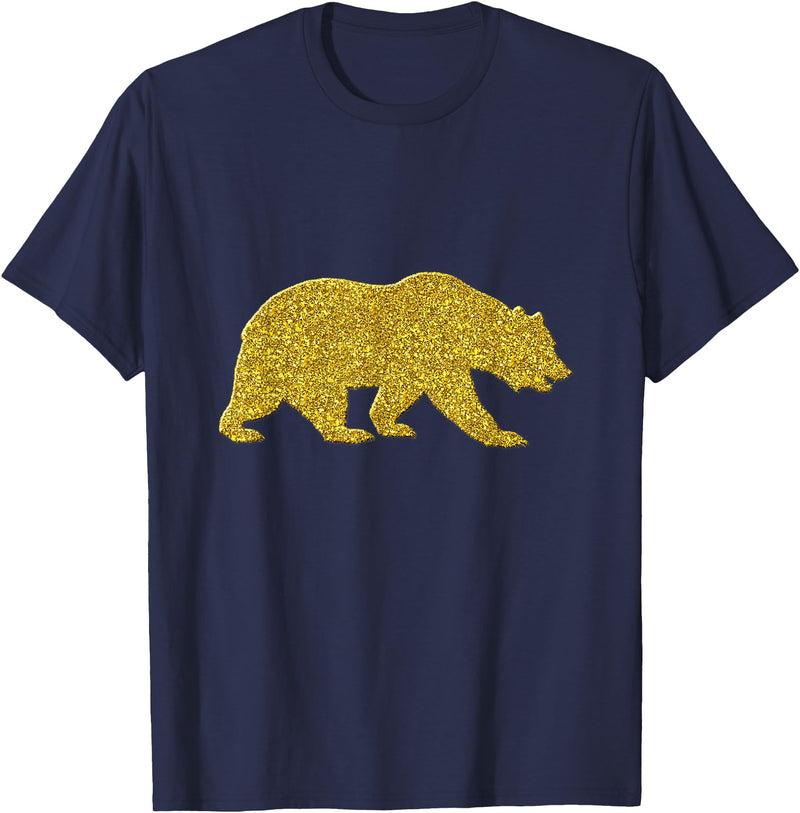 SunFrot Bear Vintage Golden Retro Animal Symbol T-Shirt - Navy Blue