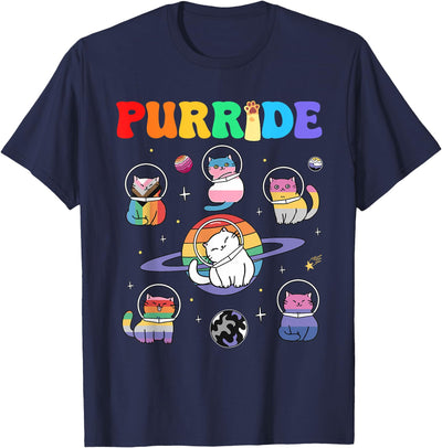 Purride Cat Shirt for Pride Month Rainbow Love Purride Cat LGBT Pride Month Rainbow Flag Men Women Kids T-Shirt