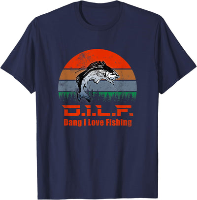 D.I.L.F. - Dang I love Fishing | Funny Fisherman Fish Lover T-Shirt
