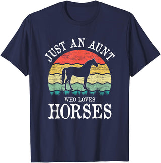Horses Lover Gift Co. Just An Aunt Who Loves Horses T-Shirt - Navy Blue