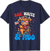 Patriotic Highland Cow USA Fourth of July Tee Red White and Moo Patriotic Highland Cow 4th July T-Shirt - Navy Blue