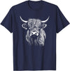 Scottish Highland Cattle Cow Merch Scottish Highland Cattle Cow Drawing T-Shirt - Navy Blue