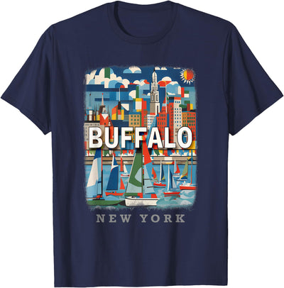 Cow Buffalo New York Waterfront Wonder Ny Sd391 T-Shirt