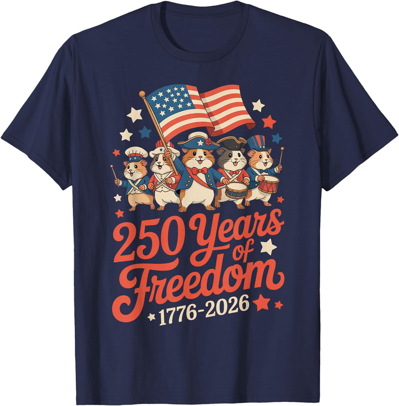 Hamsters 250 Years Revolutionary War Parade 1776 2026 July 4 T-Shirt - Navy Blue