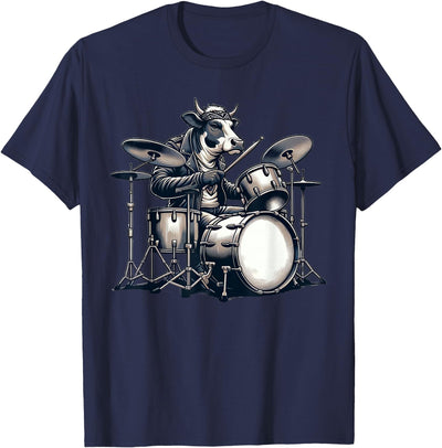 Cute Cow Playing Drums Cows Drummer Music T-Shirt