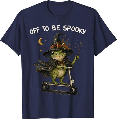 Funny Witch Frog Off To Be Spooky Halloween T-Shirt