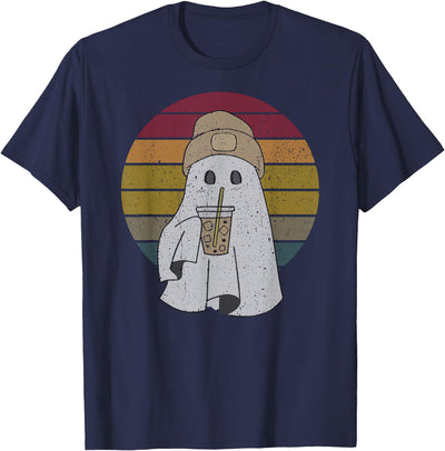 Cute Little Ghost Ice Coffee Halloween Costume Vintage Spooky Cute Ghost Ice Coffee Halloween Costume T-Shirt
