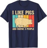 Cool Pig Gifts Farmer Pigs Accessories & Stuff Funny Pig For Men Women Farm Animal Swine Vintage Pig Lovers T-Shirt - Navy Blue