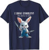 Stabby Cute Bunny - I Have Stability - Ability to Stab Funny T-Shirt in Navy Blue