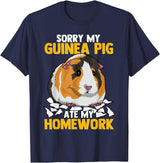 Funny Hamster Guinea Pig Tees Co Sorry My Guinea Pig Ate My Homework Funny Pet Rodent Hamster T-Shirt - Navy Blue
