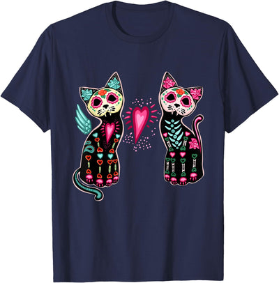 Day Of The Dead Mexican Shirt Day of The Dead Cats Shirt Cat Lovers Dia De Los Muertos T-Shirt