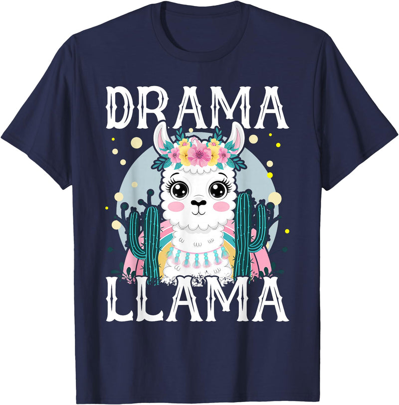 Llama Lover Gift Co. Drama Llama for Kids T-Shirt - Navy Blue