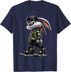 Cool Funny Bunny Rabbit Lovers Happy Easter Retro Trendy T-Shirt in Navy Blue