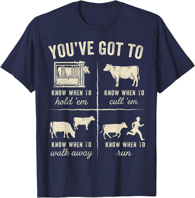 Retro You've Got to Know When to Hold Em Funny Cow Lover T-Shirt