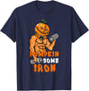 Pumpkin Some Iron Halloween Gym Workout Lifting Pumpkin Some Iron Funny Halloween Gym Workout Lifting Pun T-Shirt - Navy Blue