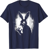 Scary Goth Rabbit, Horror Rabbit, Weirdcore Rabbit T-Shirt in Navy Blue