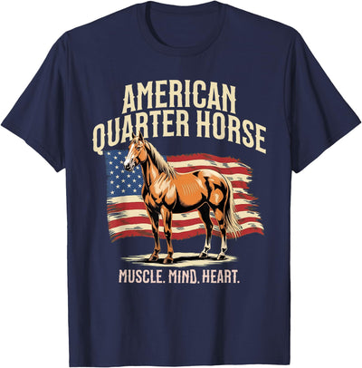 American Quarter Horse Patriotic Western Design American Quarter Horse Muscle Mind Heart Patriotic Horse T-Shirt