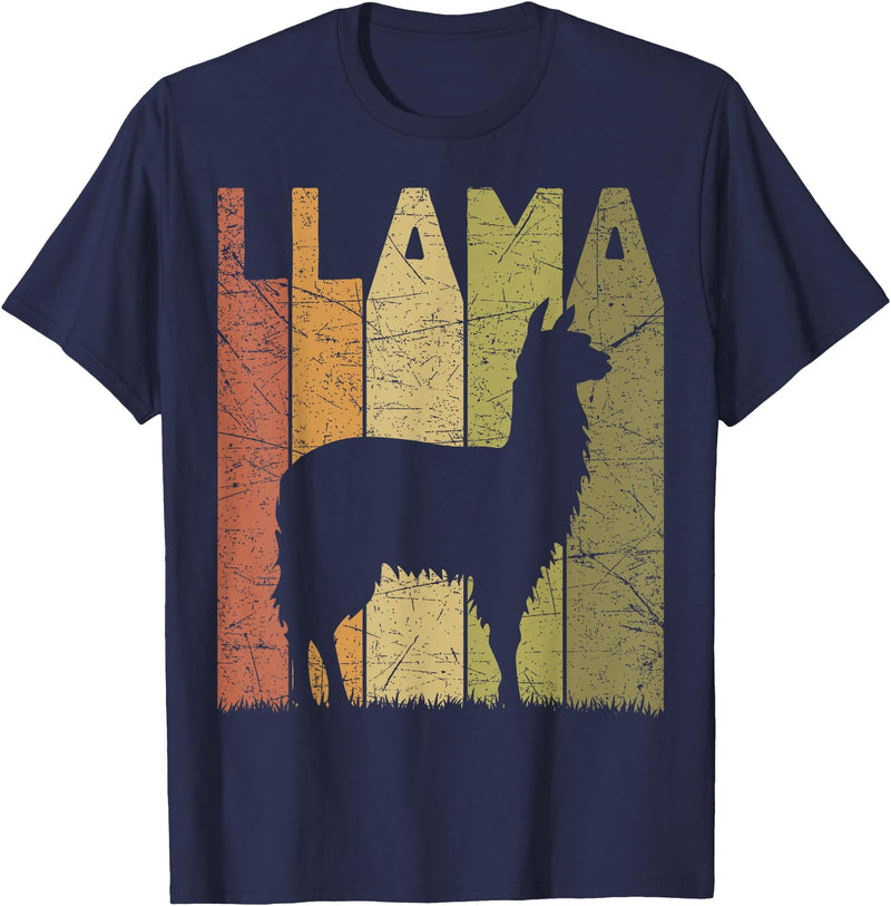 Alpaca Llama Vintage Llama Farming Designs. Llama Vintage Alpaca Llama Lover Retro Alpaca Farmer T-Shirt - Navy Blue