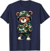Camo Teddy Bear Hip Hop Designs for Men & Boys Camo Hip Hop Teddy Bear Camouflage Gangsta Streetwear Hustle T-Shirt - Navy Blue