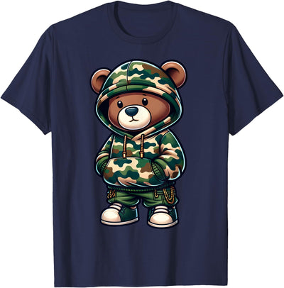 Camo Hip Hop Teddy Bear Camouflage Gangsta Streetwear Hustle T-Shirt