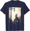 Rabbit with Book on Park Bench Bunny Lover, Men, Women, Kids T-Shirt in Navy Blue