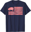 Symbolizes Roasts Hog Meat Sweet Bacon Clothing Sweet Salted Smoke Meaty Pig Flag Artwork Bacon T-Shirt - Navy Blue