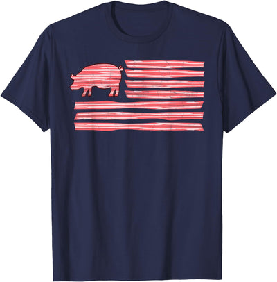 Sweet Salted Smoke Meaty Pig Flag Artwork Bacon T-Shirt
