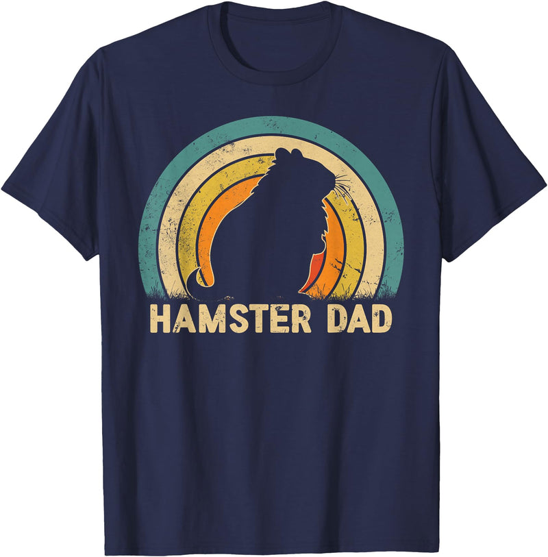 Hamster Dad Father's Day Vintage Style Hamster Dad Daddy T-Shirt - Navy Blue